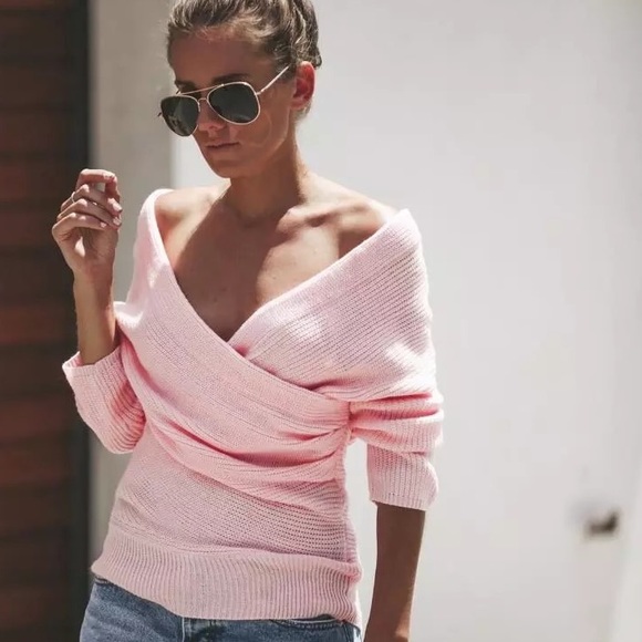 Off Shoulders Sweater, Wrap Sweater - Picture 6 of 7